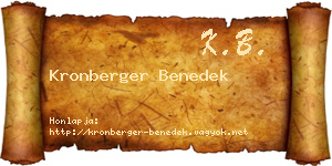 Kronberger Benedek névjegykártya